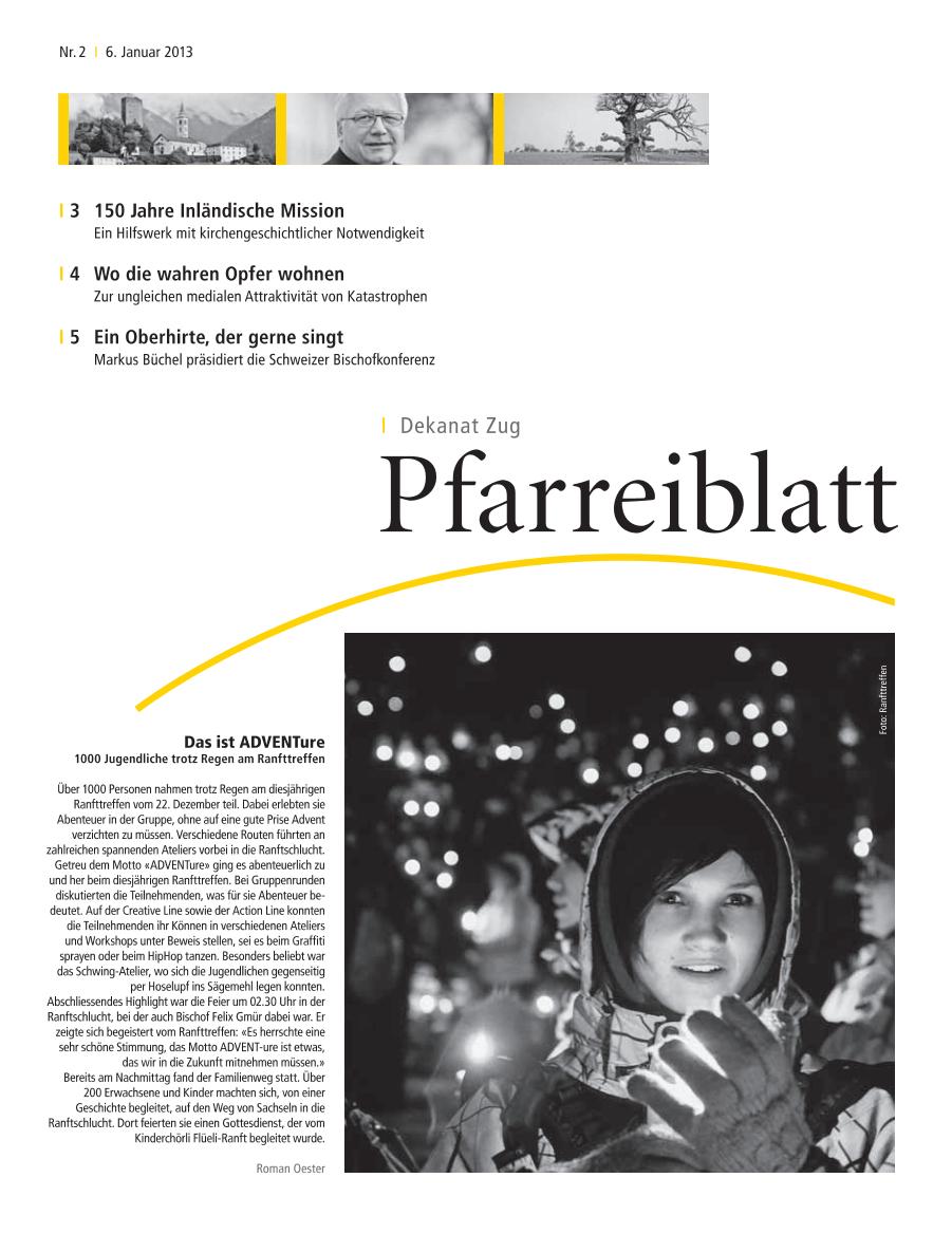 Cover Pfarreiblatt Zug, Nr. 02 2013
