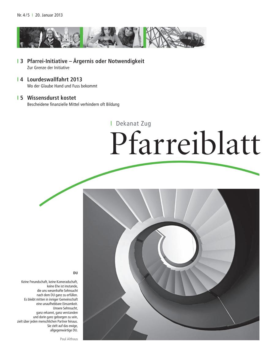 Cover Pfarreiblatt Zug, Nr. 04/05 2013