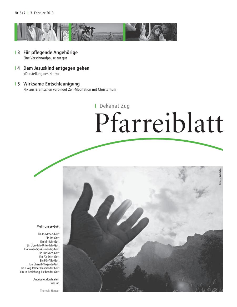 Cover Pfarreiblatt Zug, Nr. 06/07 2013