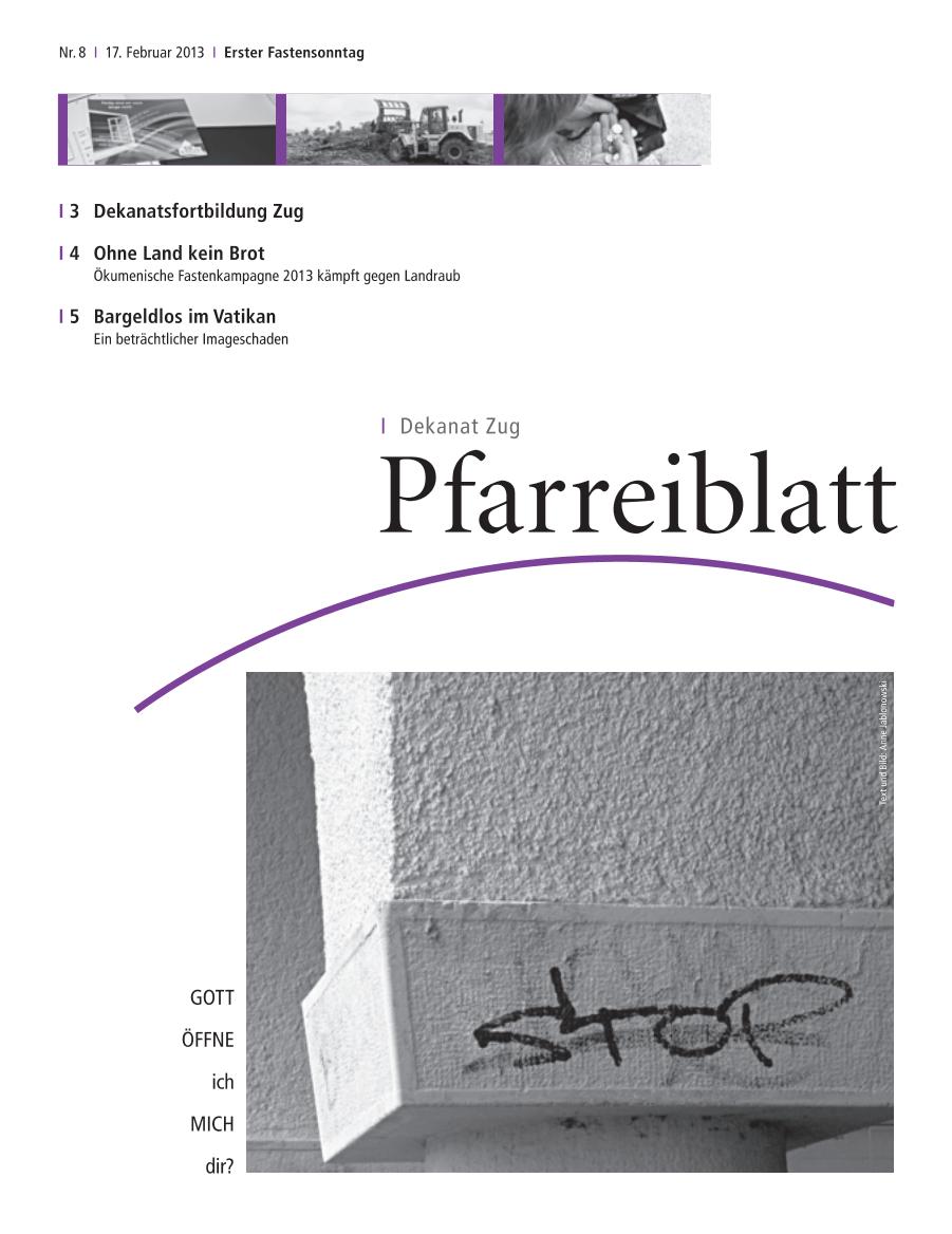 Cover Pfarreiblatt Zug, Nr. 08 2013