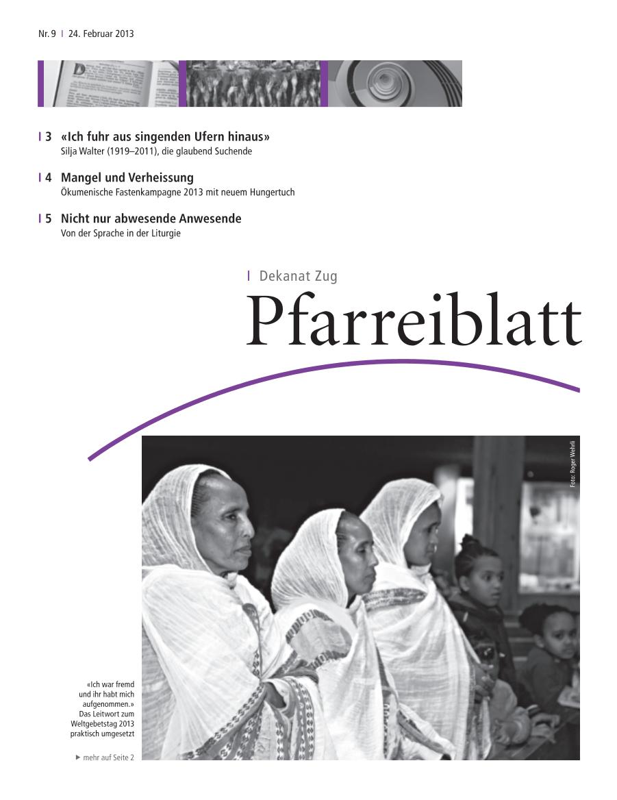 Cover Pfarreiblatt Zug, Nr. 09 2013