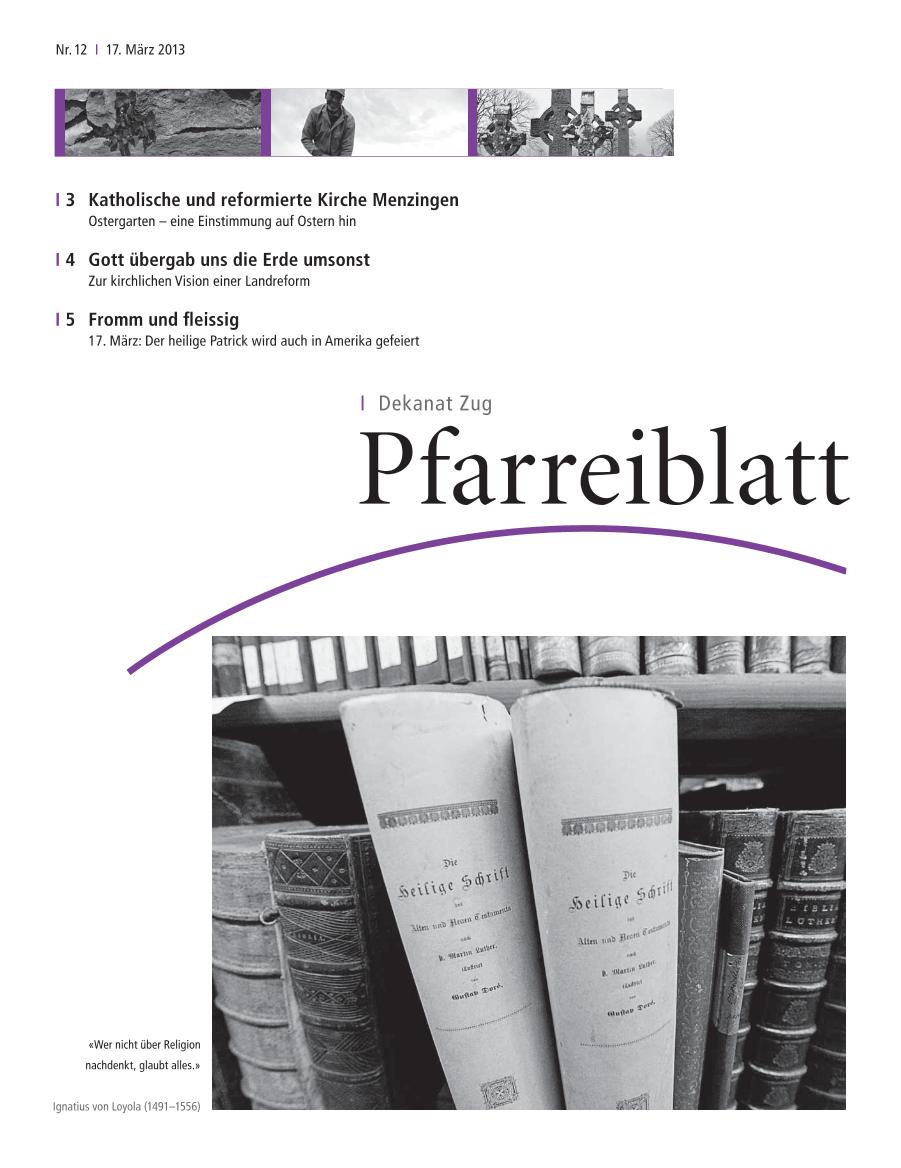 Cover Pfarreiblatt Zug, Nr. 12 2013
