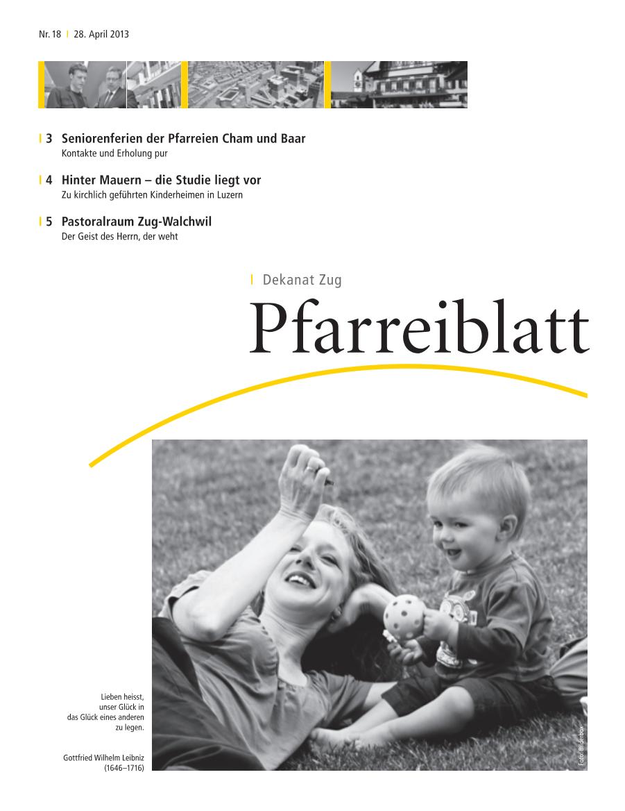Cover Pfarreiblatt Zug, Nr. 18 2013