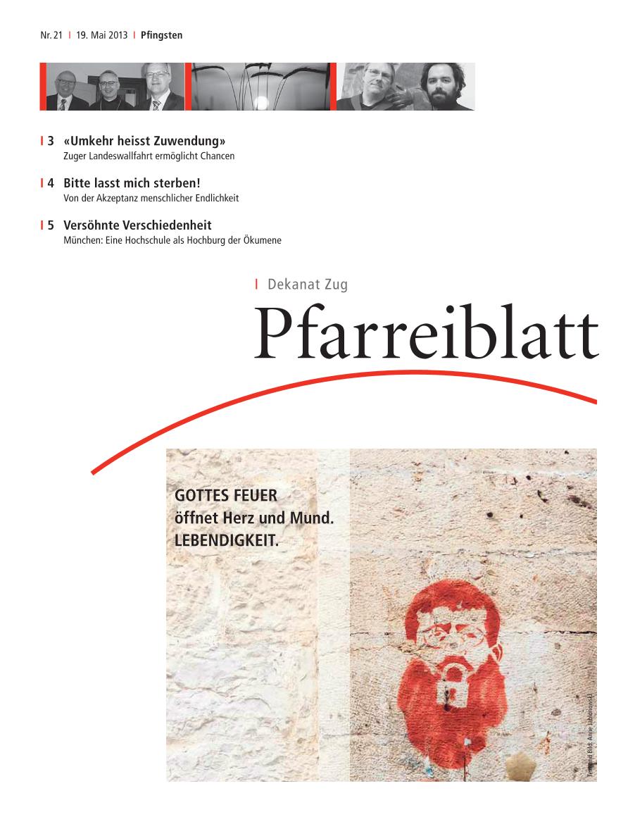 Cover Pfarreiblatt Zug, Nr. 21 2013