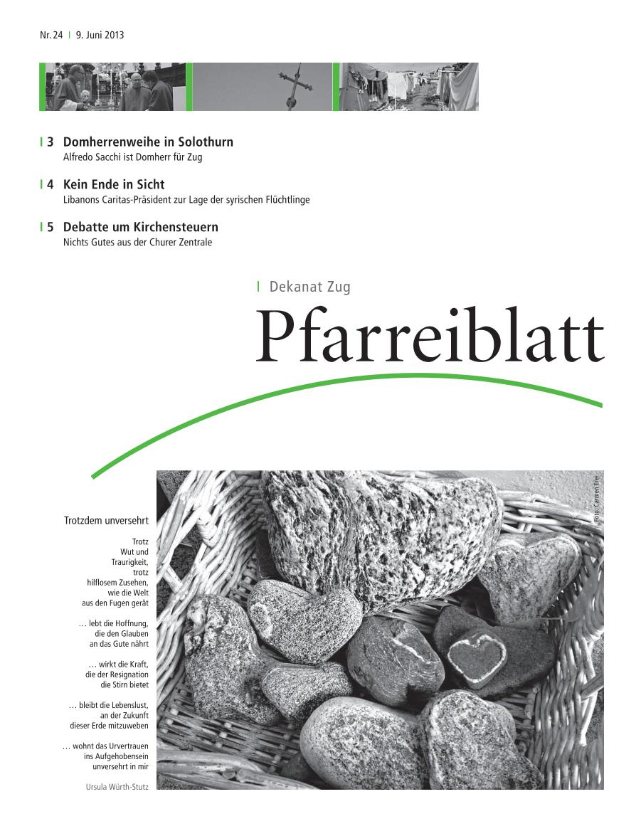 Cover Pfarreiblatt Zug, Nr. 24 2013