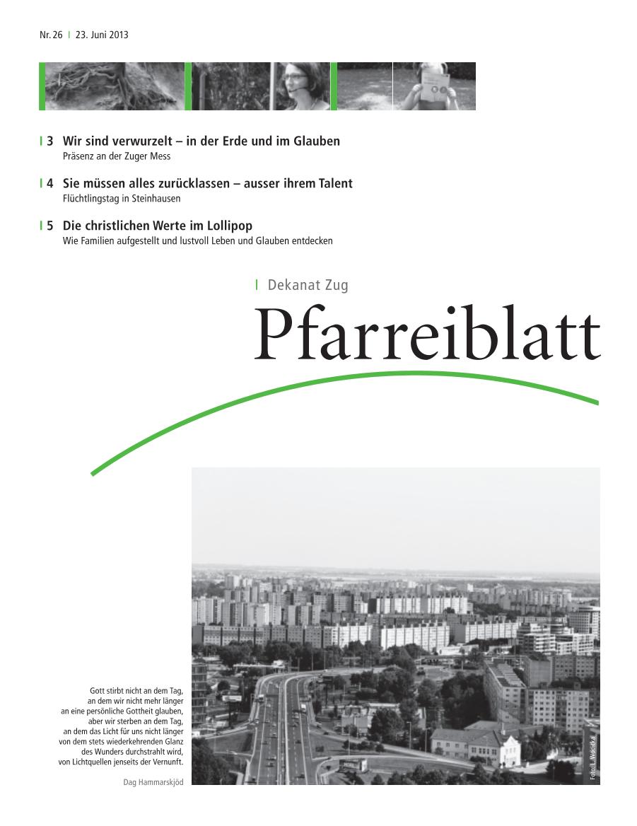 Cover Pfarreiblatt Zug, Nr. 26 2013