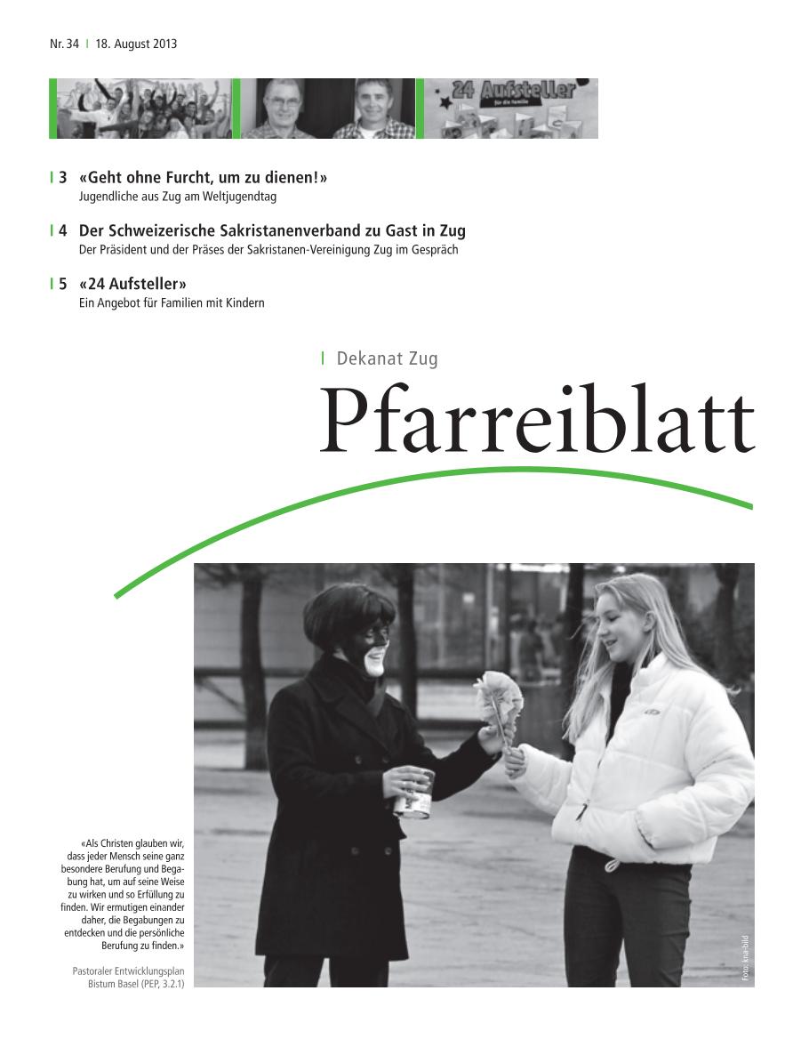 Cover Pfarreiblatt Zug, Nr. 34 2013