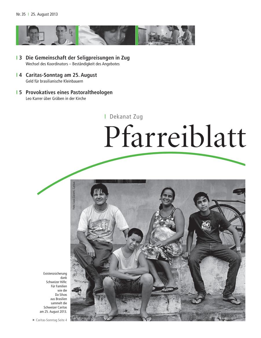 Cover Pfarreiblatt Zug, Nr. 35 2013
