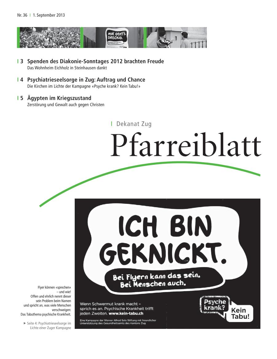 Cover Pfarreiblatt Zug, Nr. 36 2013