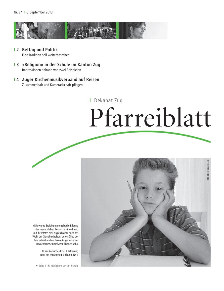 Cover Pfarreiblatt Zug, Nr. 37 2013