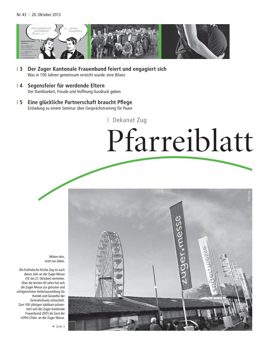 Cover Pfarreiblatt Zug, Nr. 43 2013