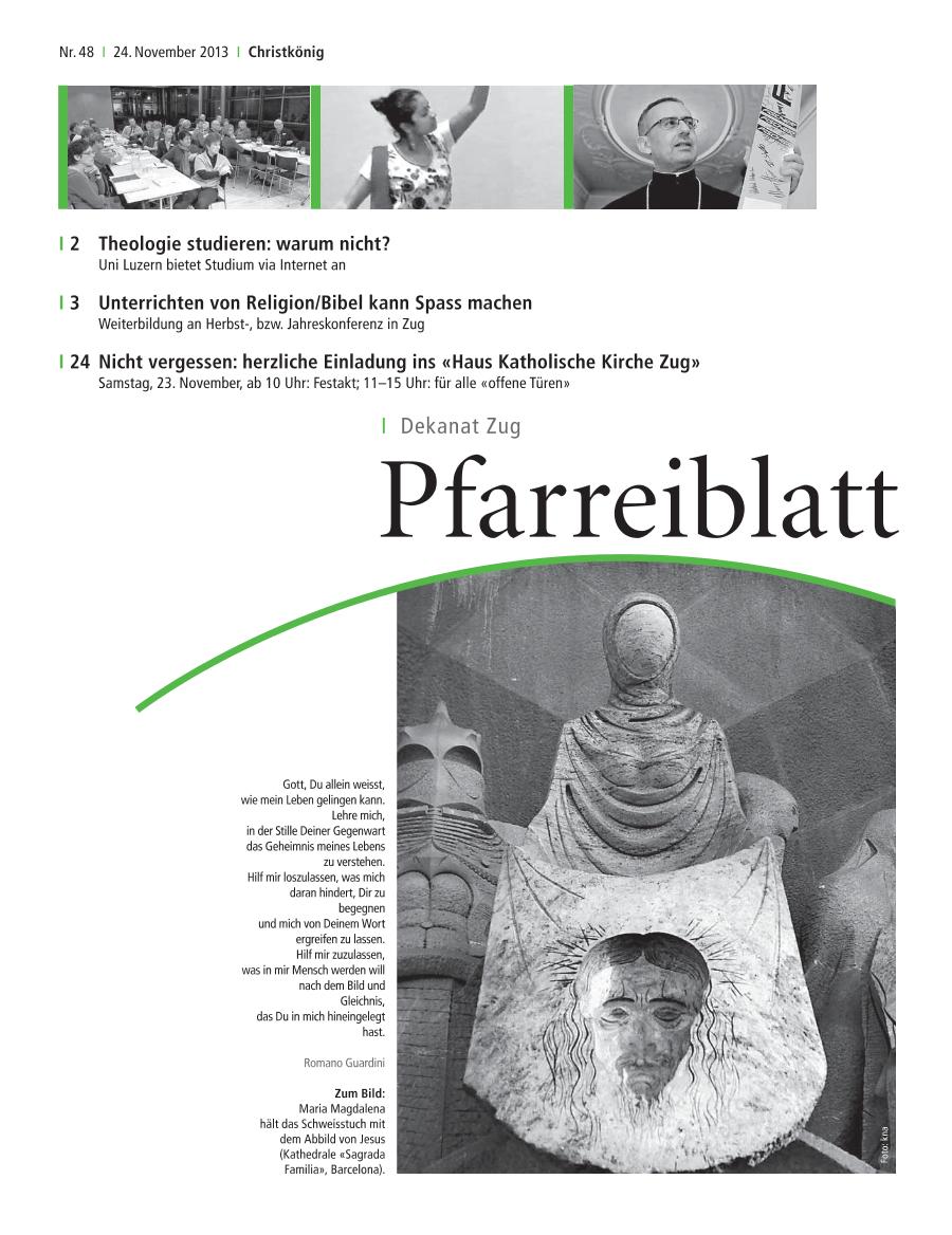 Cover Pfarreiblatt Zug, Nr. 48 2013