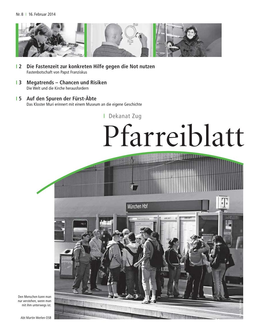 Cover Pfarreiblatt Zug, Nr. 08 2014