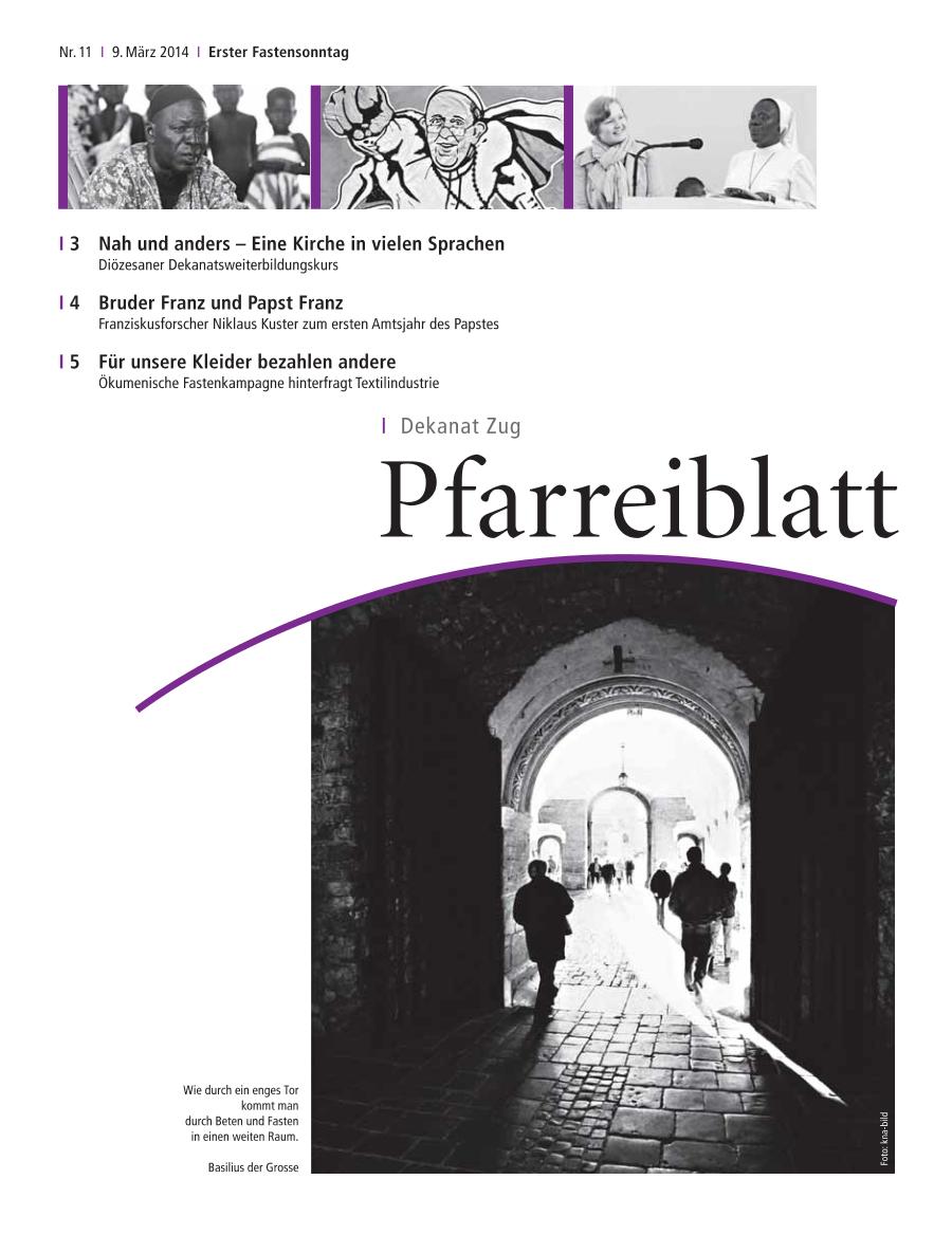 Cover Pfarreiblatt Zug, Nr. 11 2014