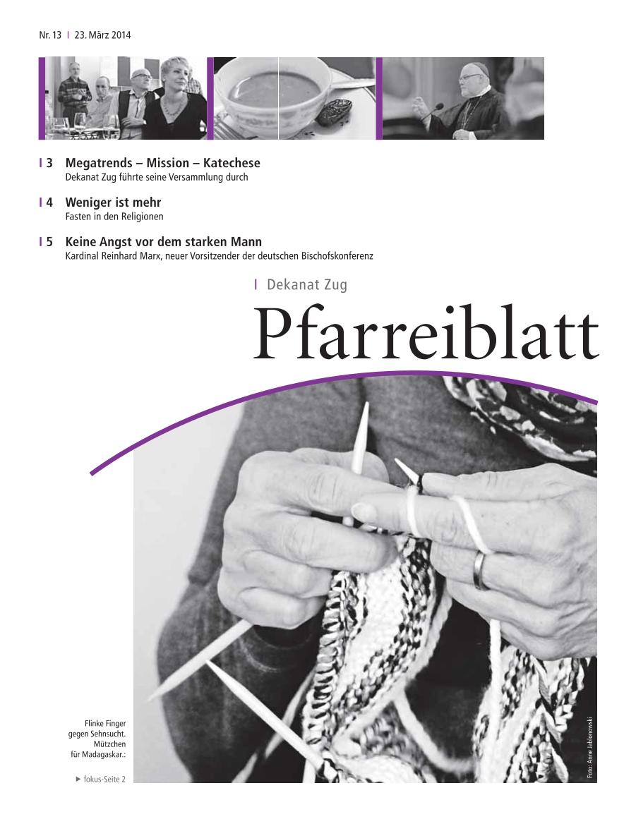 Cover Pfarreiblatt Zug, Nr. 13 2014