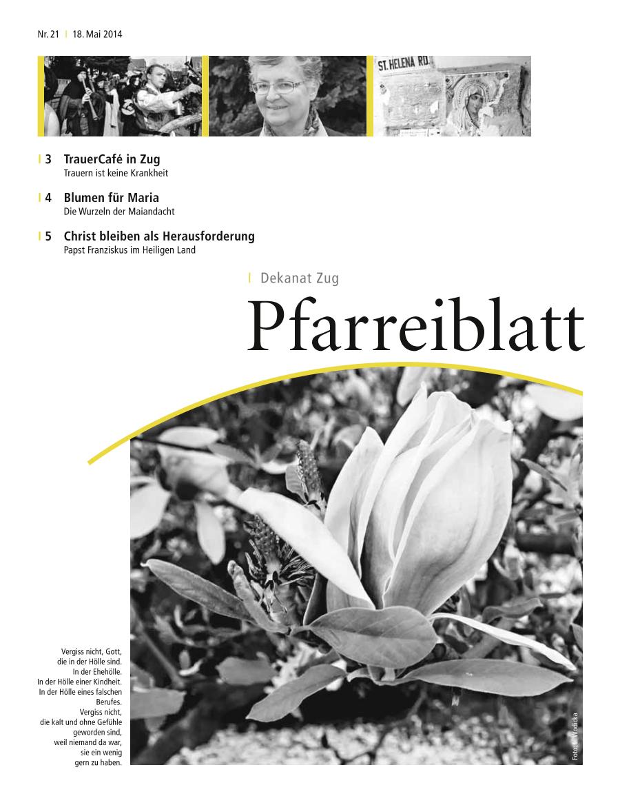 Cover Pfarreiblatt Zug, Nr. 21 2014
