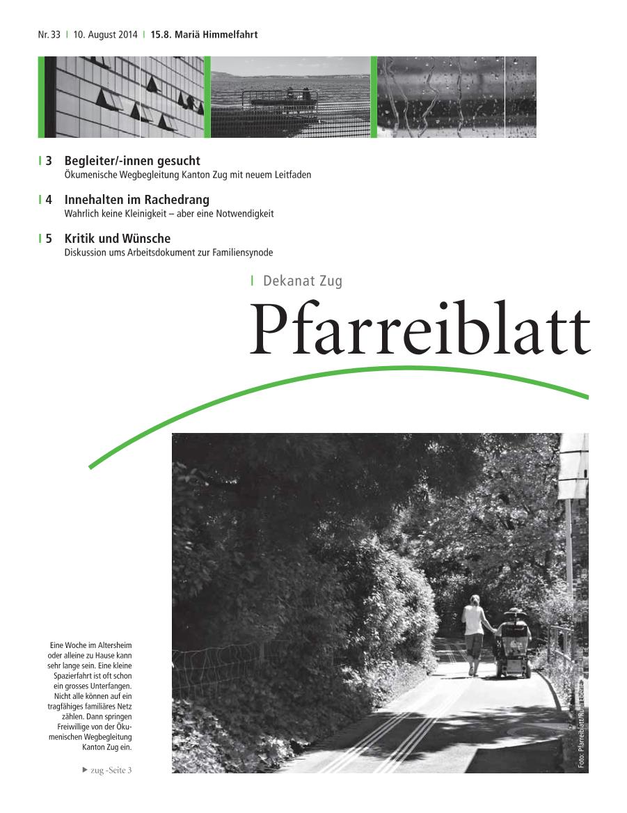 Cover Pfarreiblatt Zug, Nr. 33 2014
