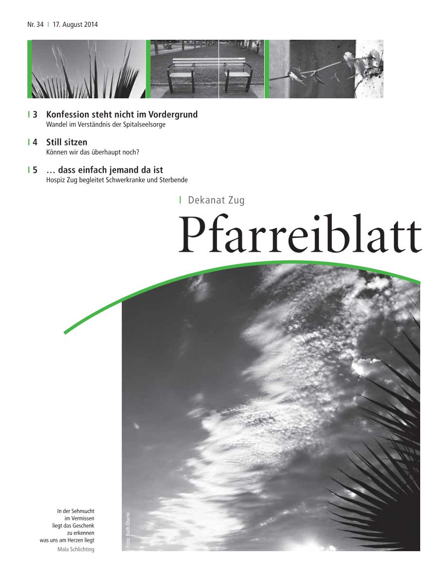 Cover Pfarreiblatt Zug, Nr. 34 2014