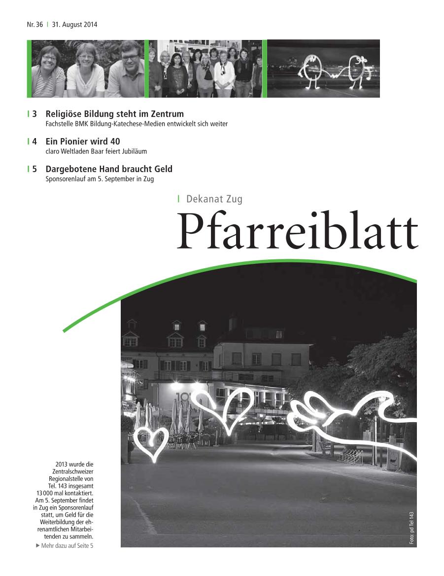 Cover Pfarreiblatt Zug, Nr. 36 2014