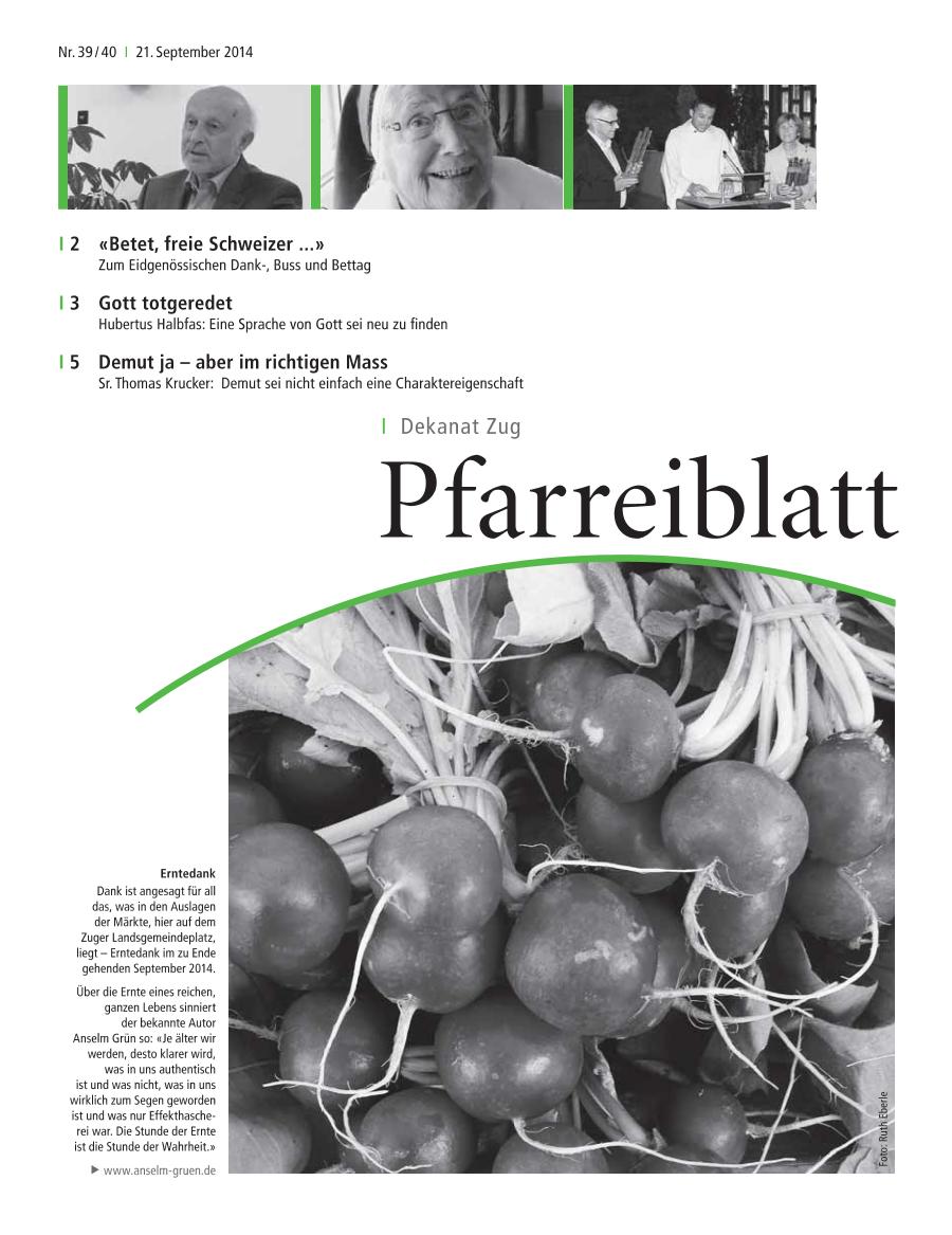Cover Pfarreiblatt Zug, Nr. 39/40 2014