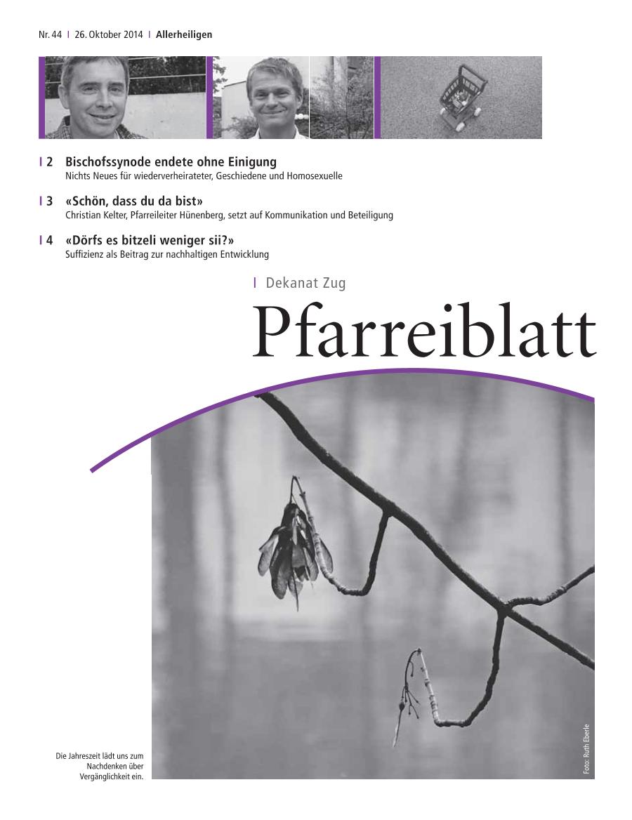 Cover Pfarreiblatt Zug, Nr. 44 2014