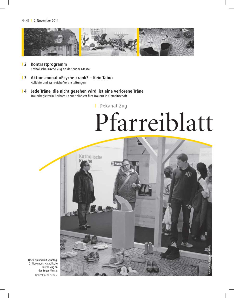 Cover Pfarreiblatt Zug, Nr. 45 2014