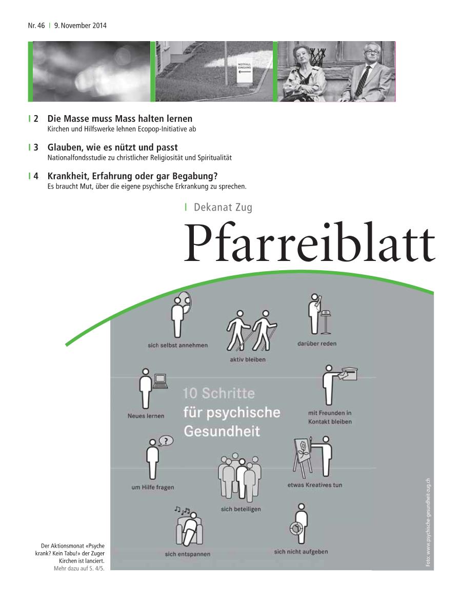Cover Pfarreiblatt Zug, Nr. 46 2014