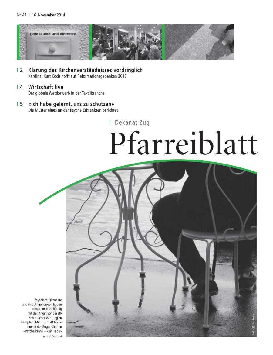 Cover Pfarreiblatt Zug, Nr. 47 2014