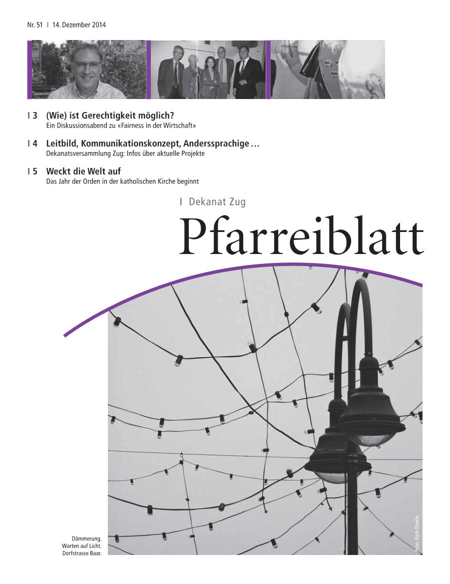 Cover Pfarreiblatt Zug, Nr. 51 2014