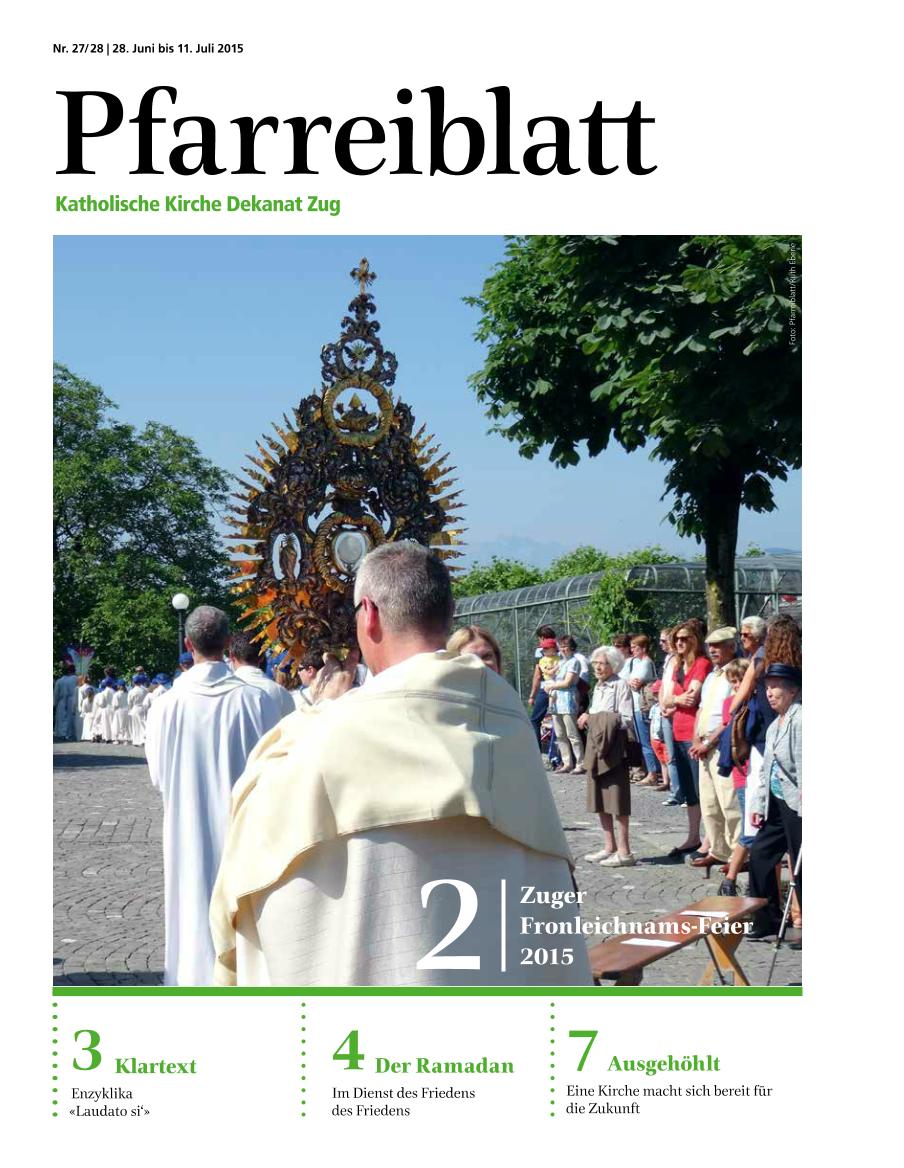 Cover Pfarreiblatt Zug, Nr. 27/28 2015