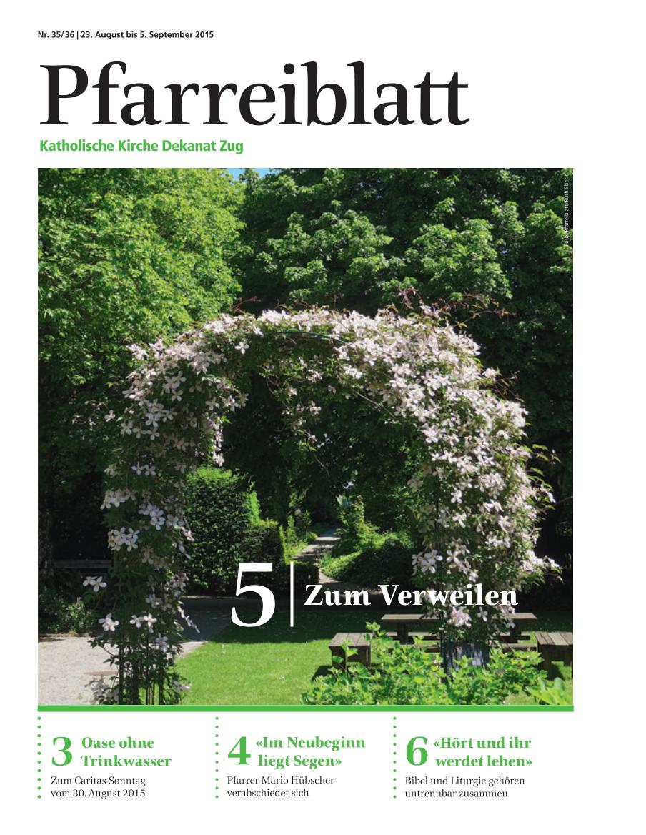 Cover Pfarreiblatt Zug, Nr. 35/36 2015