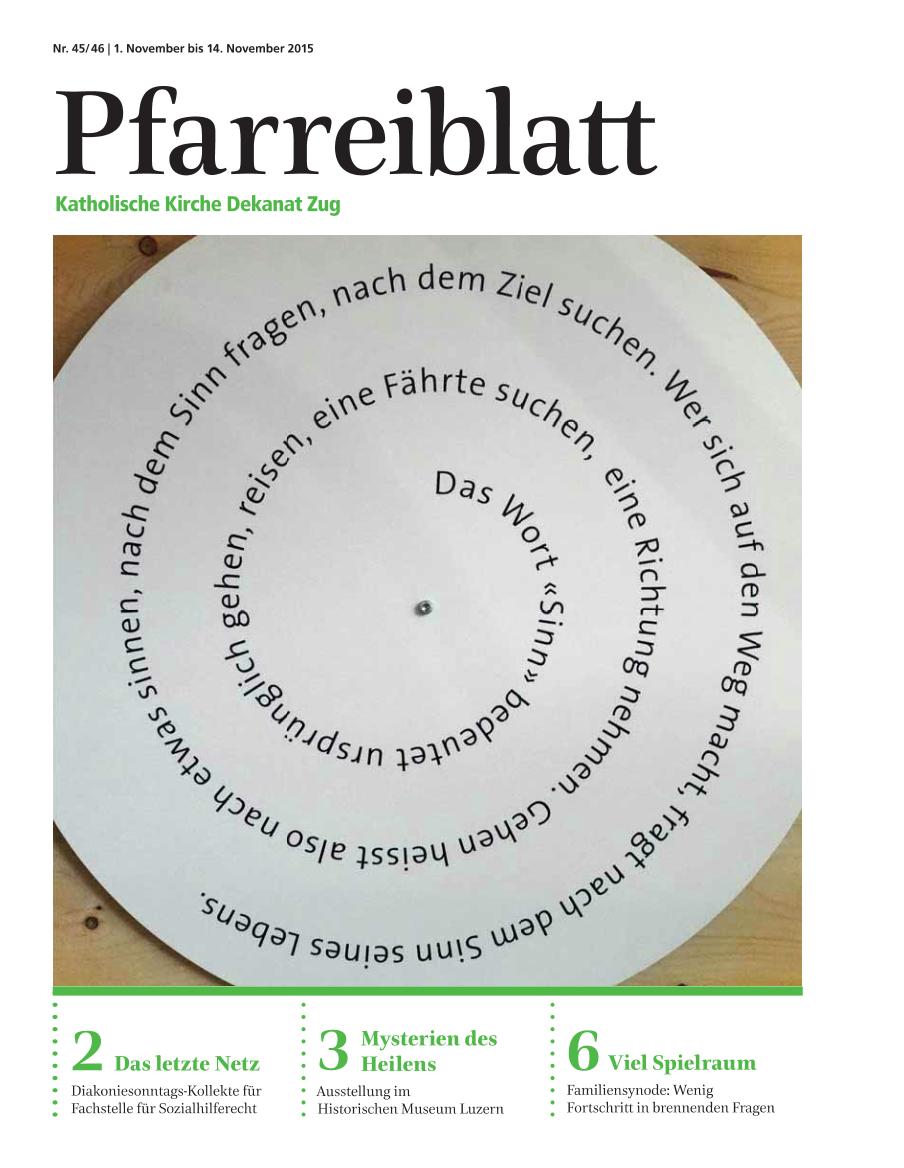 Cover Pfarreiblatt Zug, Nr. 45/46 2015