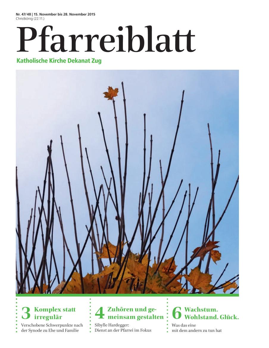 Cover Pfarreiblatt Zug, Nr. 47/48 2015