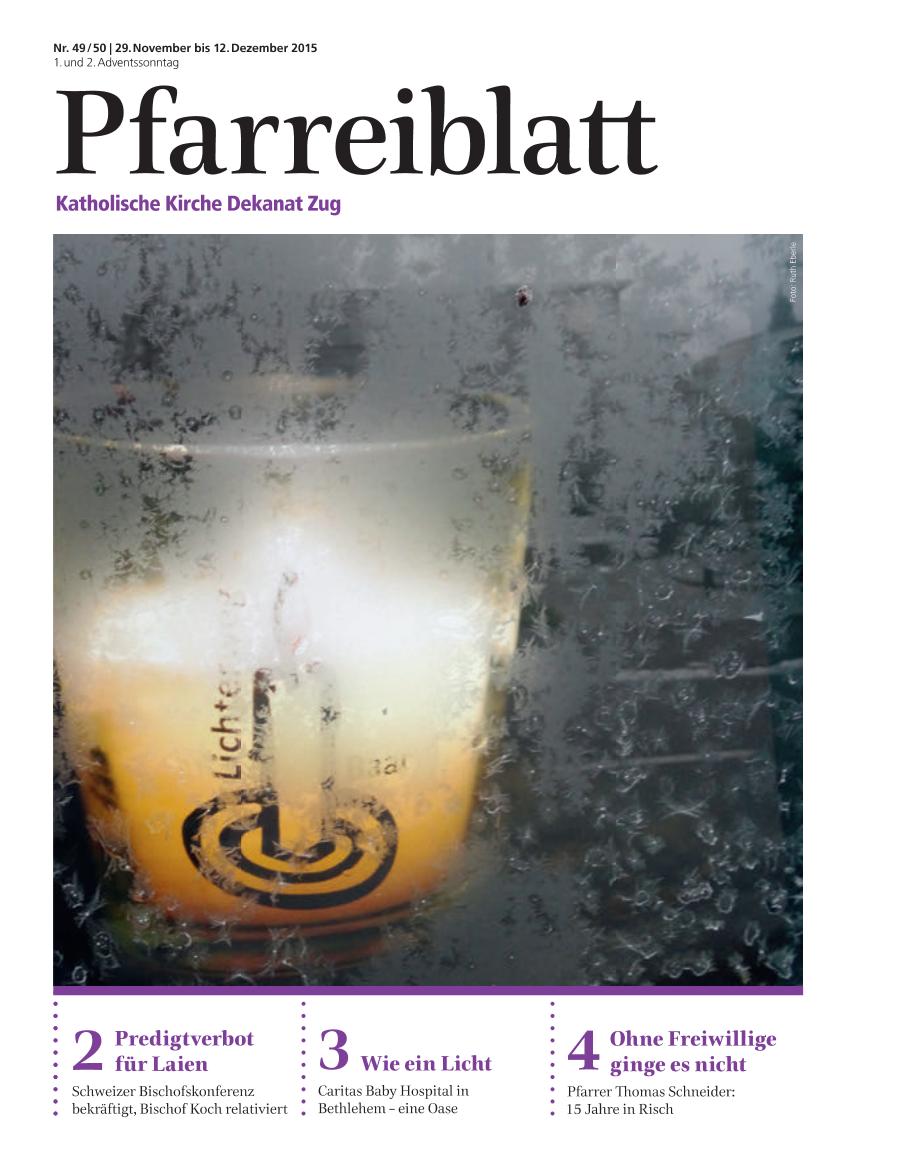 Cover Pfarreiblatt Zug, Nr. 49/50 2015