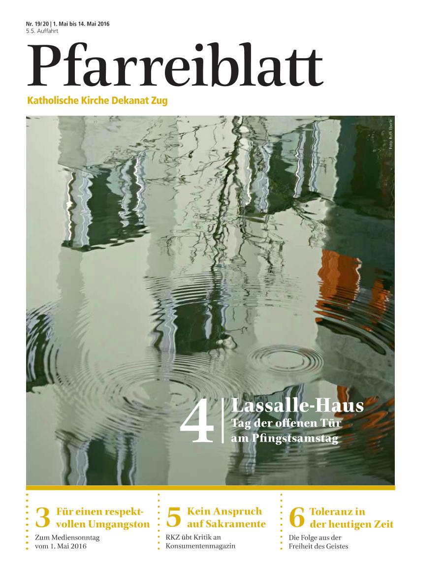 Cover Pfarreiblatt Zug, Nr. 19/20 2016