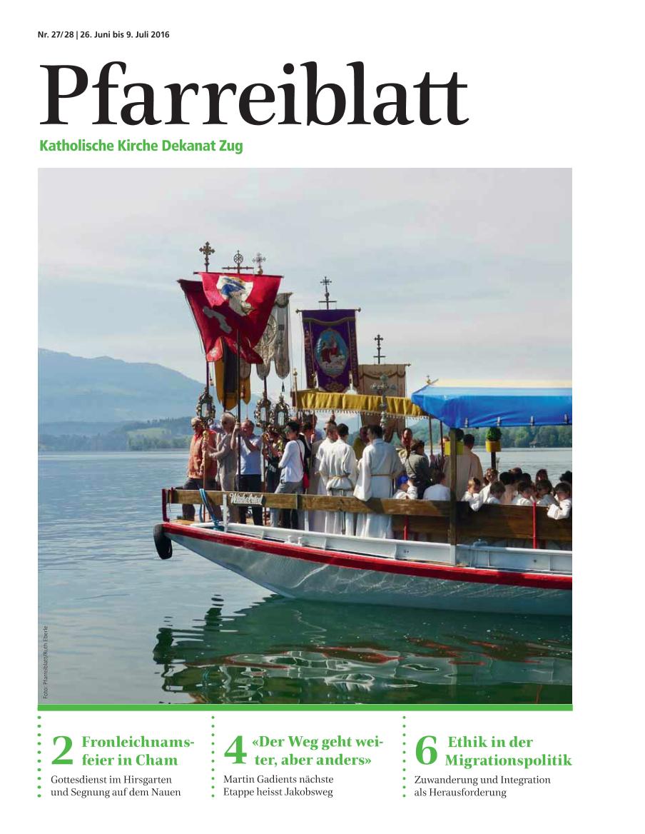 Cover Pfarreiblatt Zug, Nr. 27/28 2016
