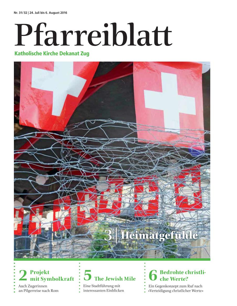 Cover Pfarreiblatt Zug, Nr. 31/32 2016