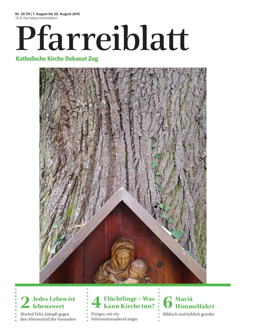 Cover Pfarreiblatt Zug, Nr. 33/34 2016