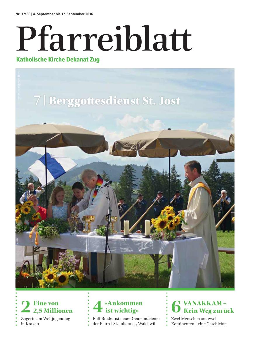 Cover Pfarreiblatt Zug, Nr. 37/38 2016