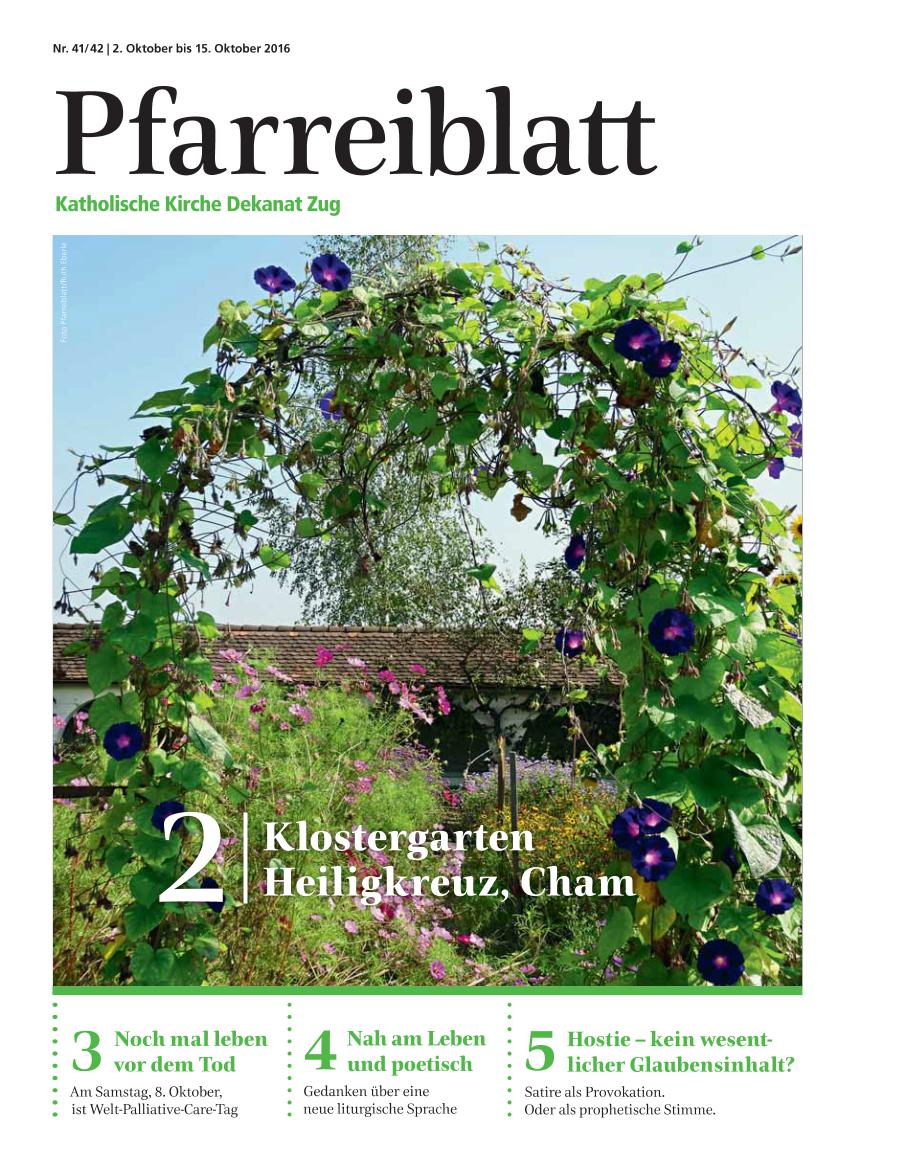 Cover Pfarreiblatt Zug, Nr. 41/42 2016