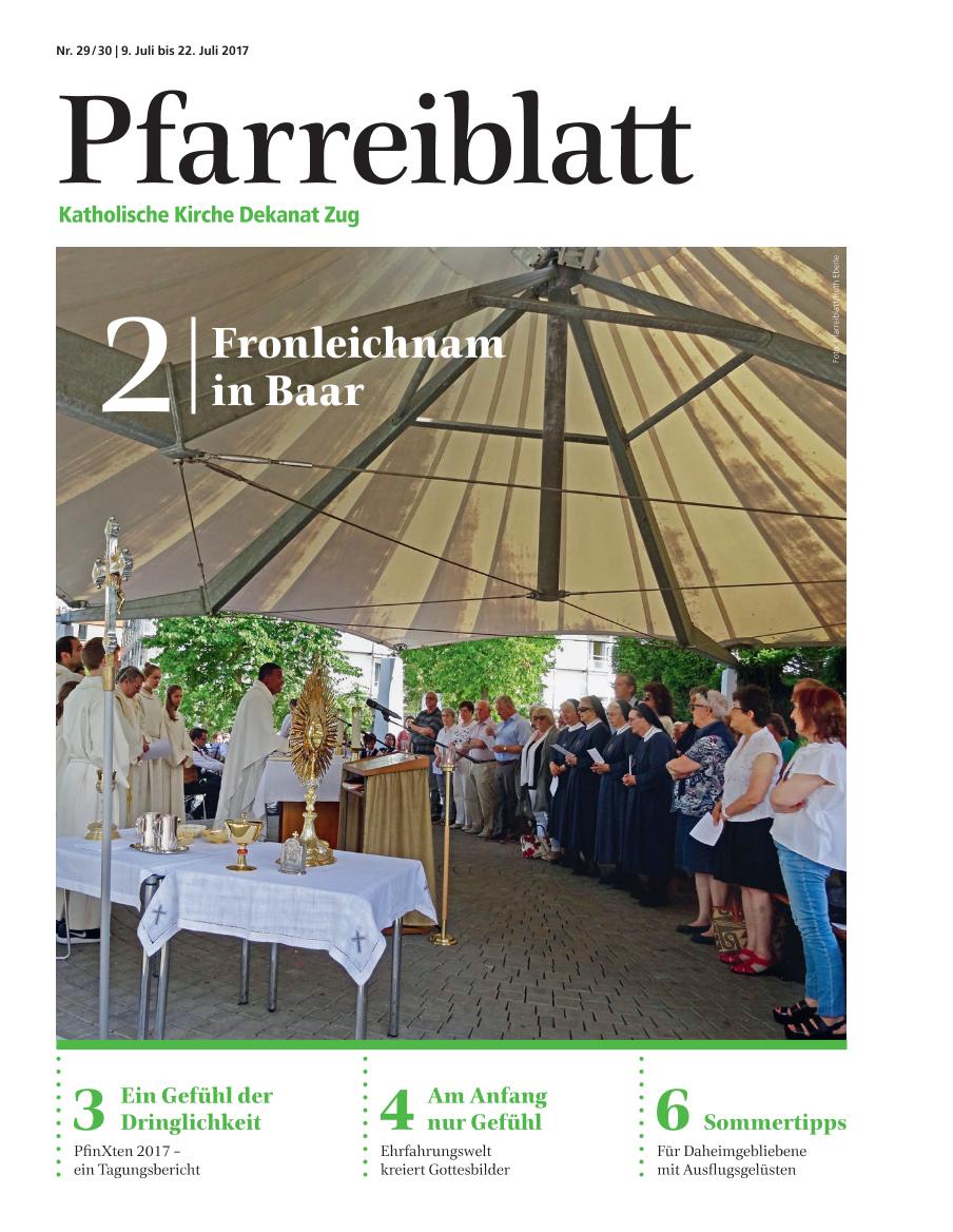 Cover Pfarreiblatt Zug, Nr. 29/30 2017