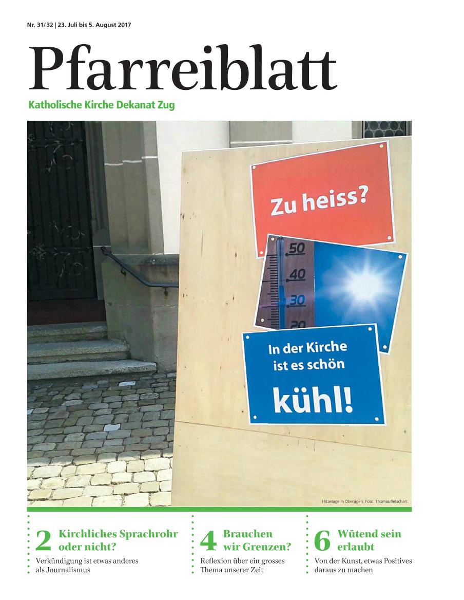 Cover Pfarreiblatt Zug, Nr. 31/32 2017