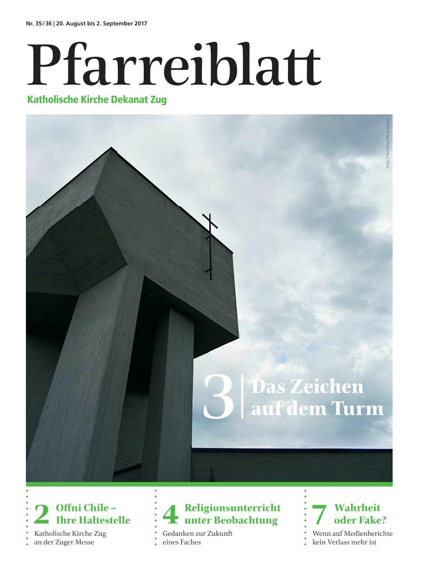 Cover Pfarreiblatt Zug, Nr. 35/36 2017