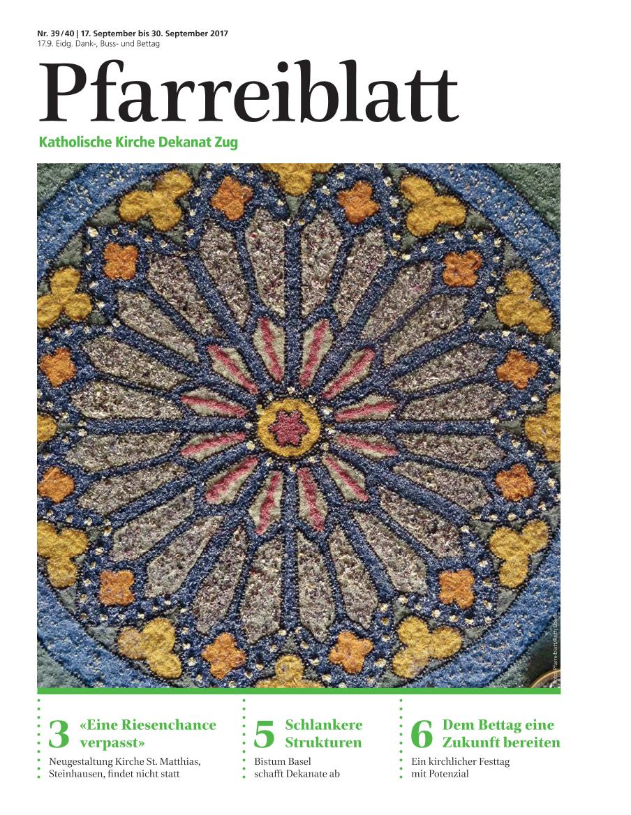 Cover Pfarreiblatt Zug, Nr. 39/40 2017