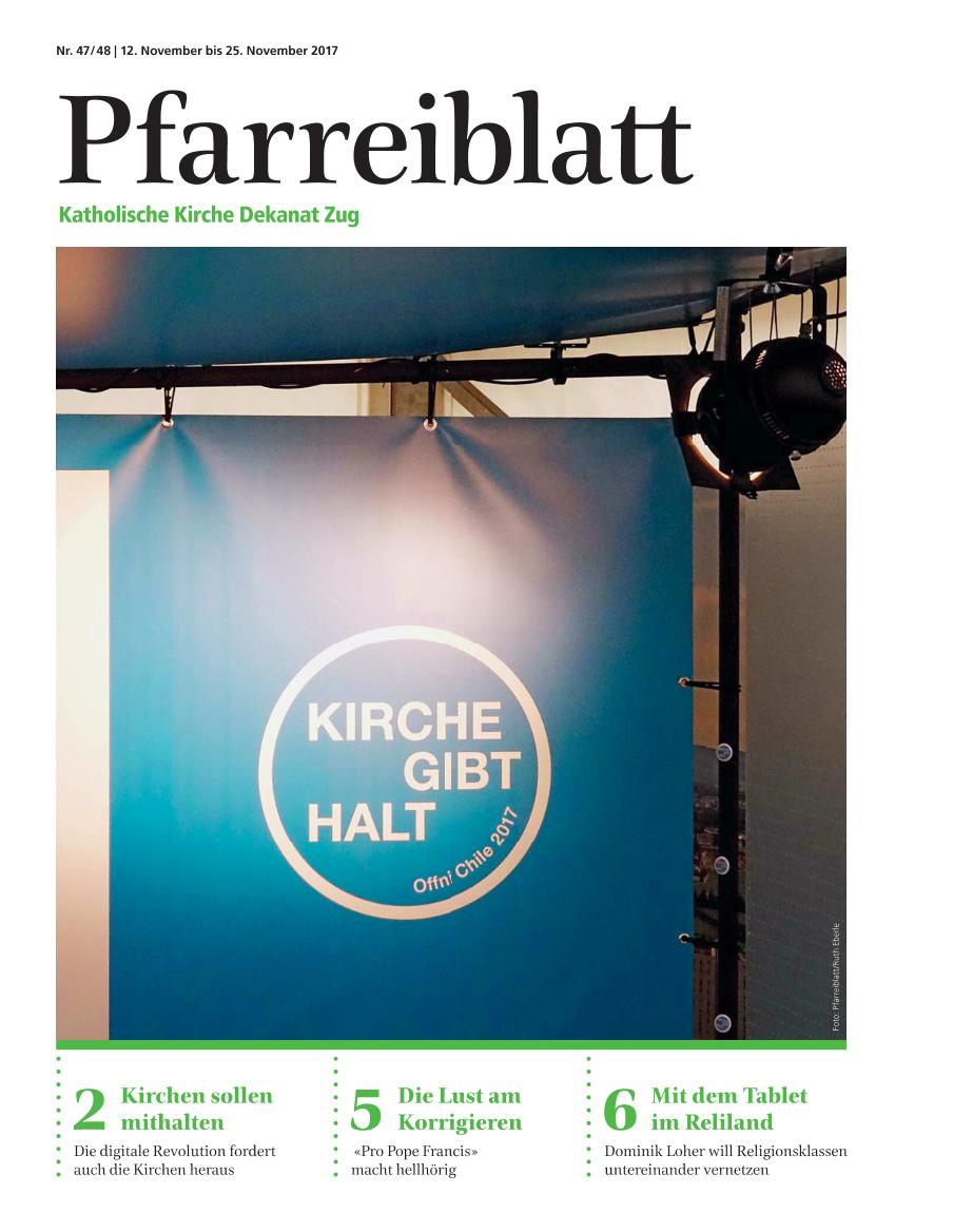 Cover Pfarreiblatt Zug, Nr. 47/48 2017