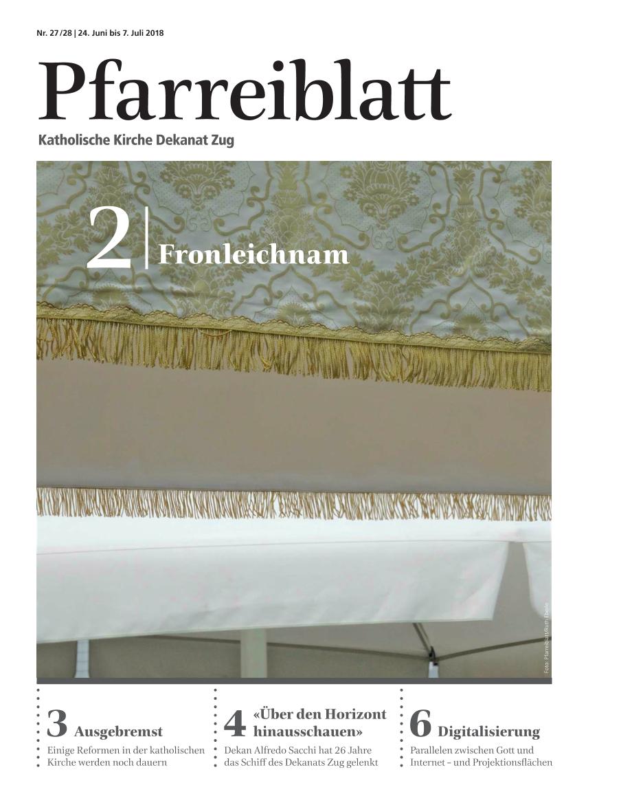 Cover Pfarreiblatt Zug, Nr. 27/28 2018