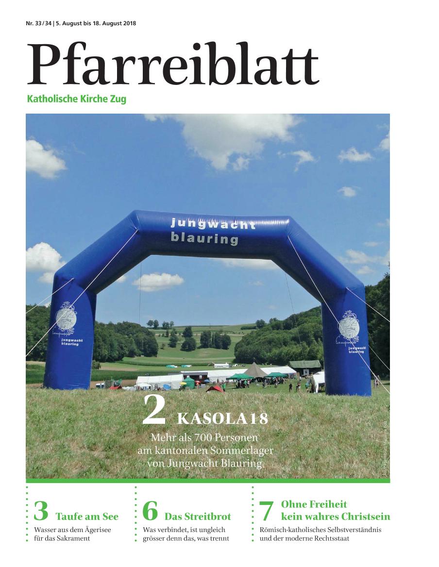 Cover Pfarreiblatt Zug, Nr. 33/34 2018