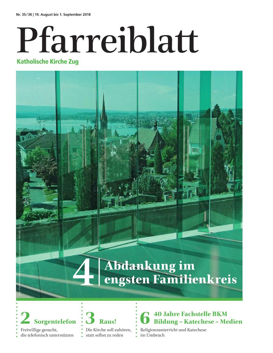 Cover Pfarreiblatt Zug, Nr. 35/36 2018