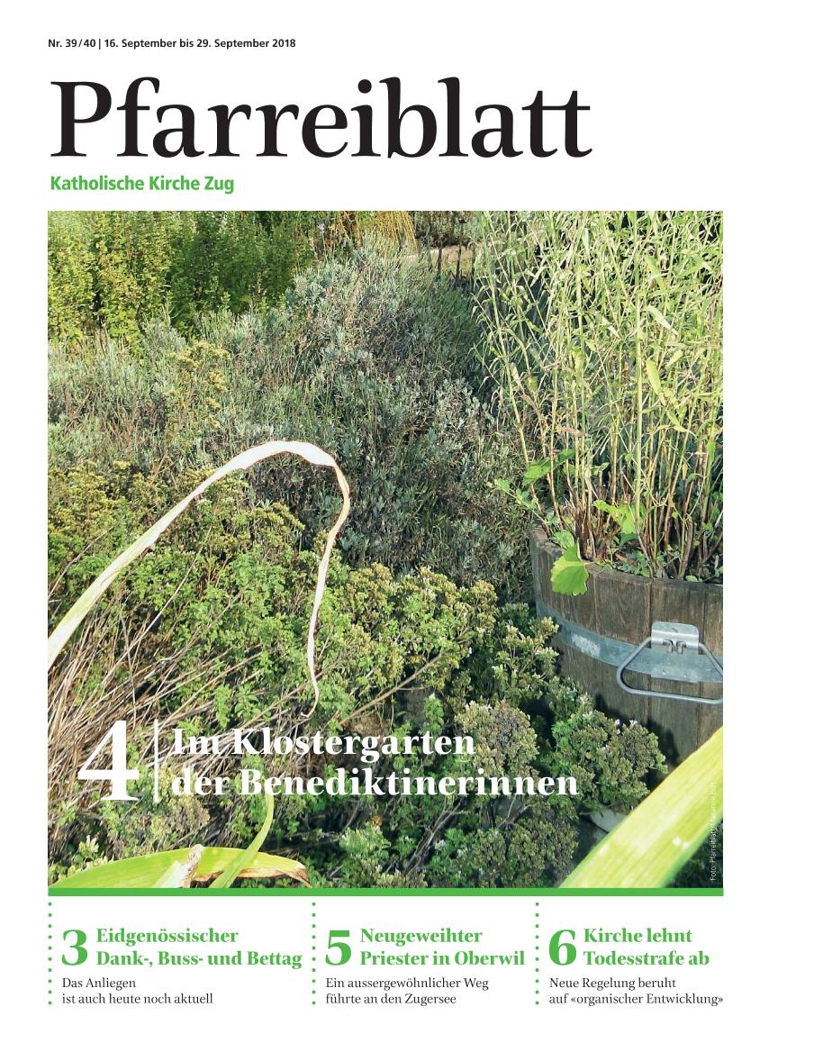 Cover Pfarreiblatt Zug, Nr. 39/40 2018