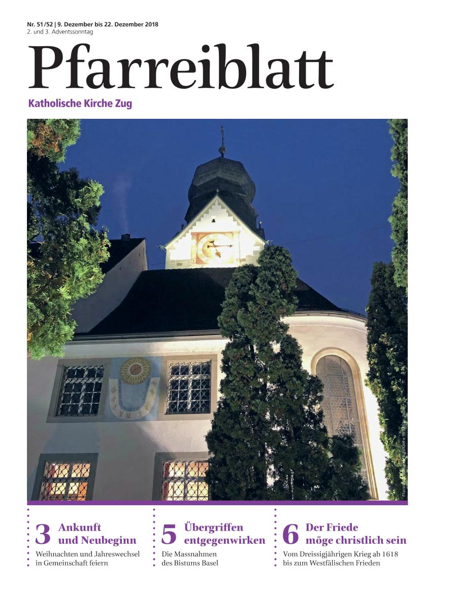Cover Pfarreiblatt Zug, Nr. 51/52 2018